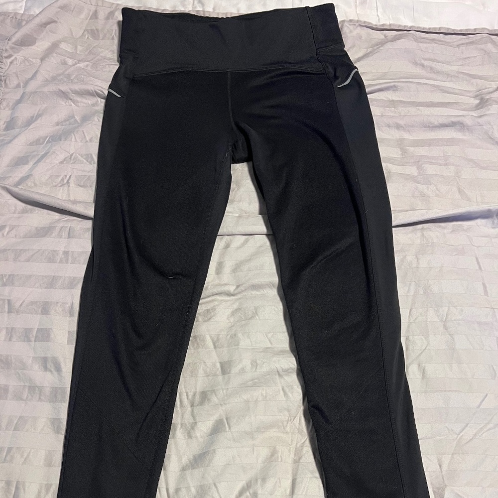 Athleta Women's Black Leggings Back Zip Pocket - Size Medium